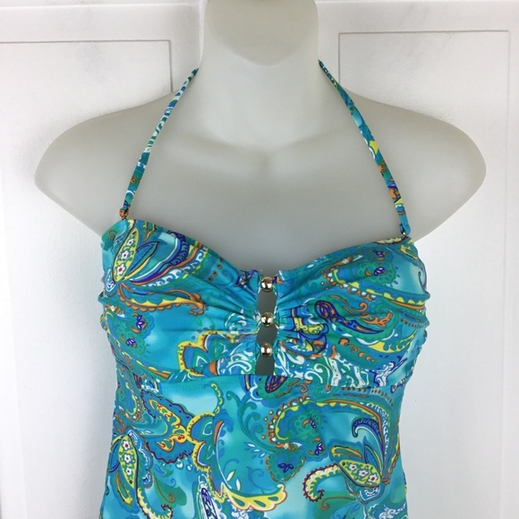 Lauren Ralph Lauren Turquoise Halter Tankini - Picture 3 of 9